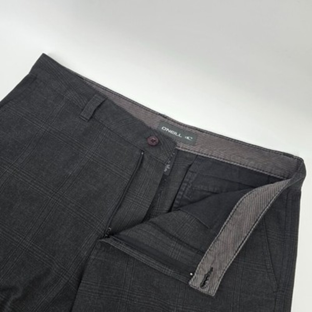 O'Neill US 3 Loaded Hybrid Walk Shorts Men's Charcoal Gray Plaid Size Waist 36